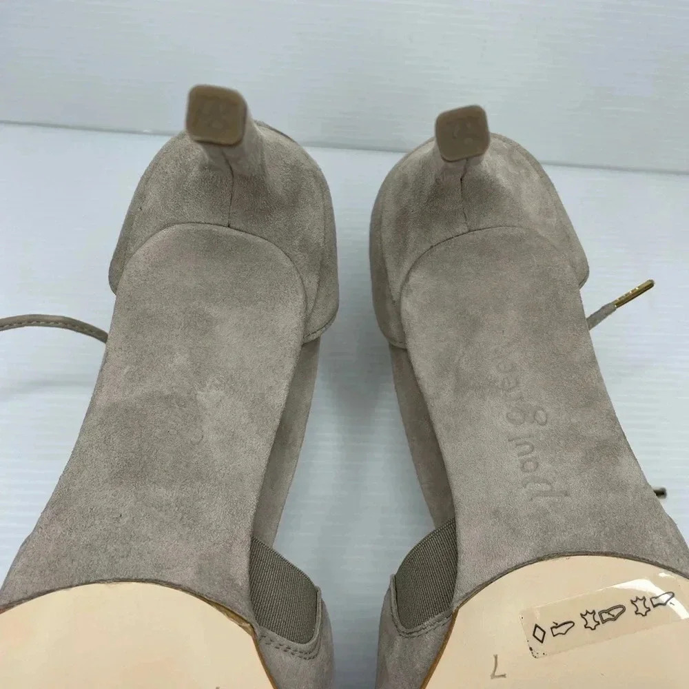 Paul Green Gray Taupe Ankle Tie Peep Toe Heels Size US 9.5 UK 7 - Picture 7 of 8